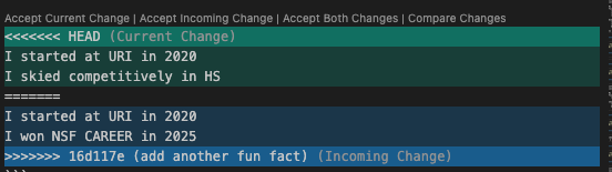 Thismerge conflict  rendered by vs code while I worked on the notes